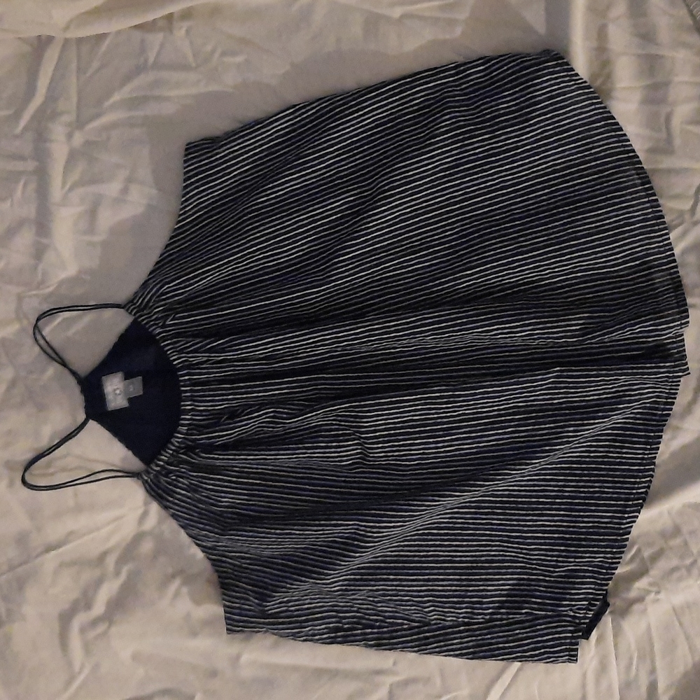 Converse One Star sleeveless tank. Medium, Navy w/ light blue and white stripes.